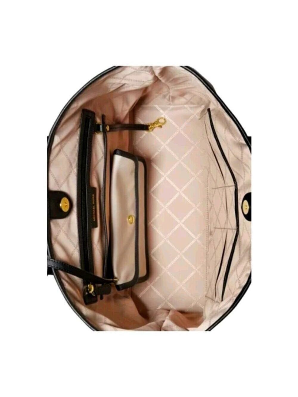Michael Kors Large Eva Tote Bag Nylon Light Sand Black - Picture 3 of 6